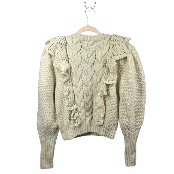 NWT Ulla Johnson Cream Colored Romina Ruffled Wool Sweater - Picture 5 of 8